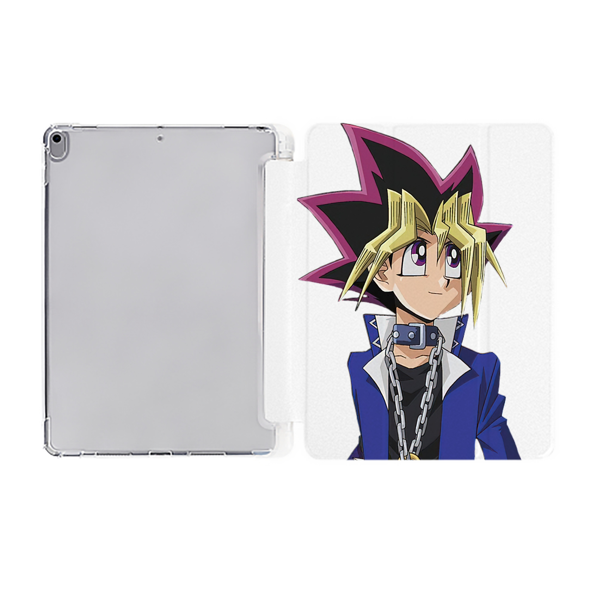 （画像用） 遊☆戯☆王 Yu-Gi-Oh! IPad ケース ペン収納付き 三つ折りスタンド PUレザー×シリコン 対応機種9.5/10.5/10.9インチ